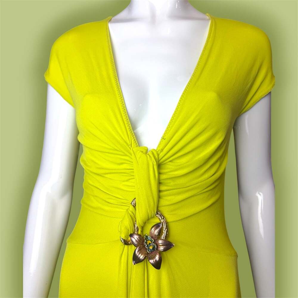 NWT Vintage Class Roberto Cavalli Lime Green Orchid Midi Dress